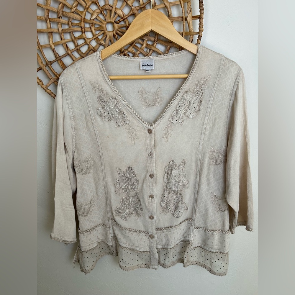Women’s Cream Embroidered Top